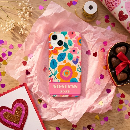 ヴィヴィッド・レトロ・フラワーズ バレンタインギフト ティーン向け Case-Mate iPhoneケース