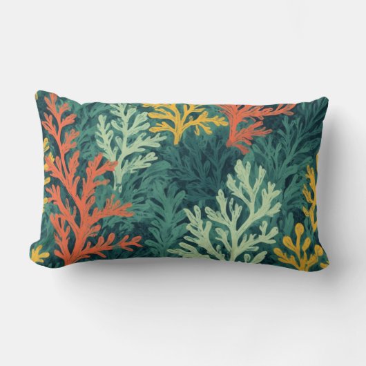 ヴィヴィヴィッドコーラルフォレスト – 装飾用クッション ランバークッション (正面)