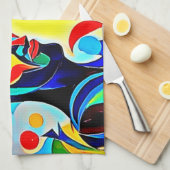 ヴィヴィヴィッドスピリットペアデザイン キッチンタオル (四つ折り)