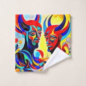 ヴィヴィヴィッドスピリットペアデザイン バスタオルセット (ウォッシュタオル)