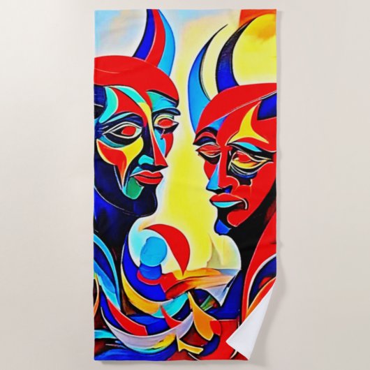 ヴィヴィヴィッドスピリットペアデザイン ビーチタオル (正面)