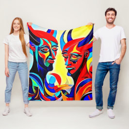 ヴィヴィヴィッドスピリットペアデザイン フリースブランケット