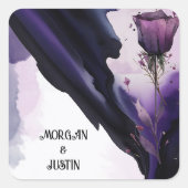 ヴィヴィヴィッドバイオレットバラ結婚式用シール スクエアシール (正面)