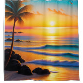 ヴィヴィヴィッドビーチサンセット シャワーカーテン (正面)