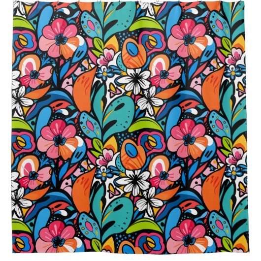 ヴィヴィヴィッドフローラガーデンブリス シャワーカーテン (正面)