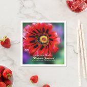 ヴィヴィヴィッドレッドフラワーガザニアお祝いオブライフ紙 スタンダードカクテルナプキン (インサイチュ)