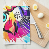 ヴィヴィヴィッド子猫ビベスデザイン キッチンタオル (四つ折り)