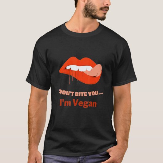 ヴィーガンです、噛みません Tシャツ (正面)