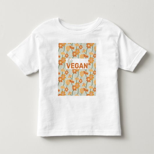 ヴィーガンになろう! 1970年代のレトロな雰囲気の優しい花模様 トドラーTシャツ (正面)