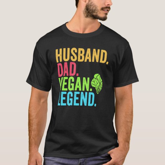 ヴィーガンの伝説の旦那様・パパ・お父さん 野菜好きなベジタリアン Tシャツ (正面)