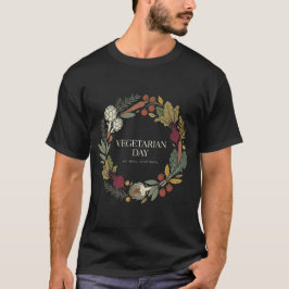 ヴィーガンの日の植物図鑑の野菜のリース 美食の日 Tシャツ