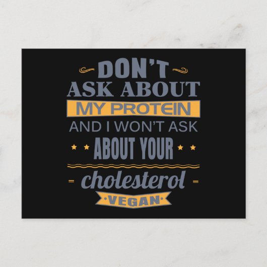 ヴィーガンはタンパク質について聞かないで ポストカード (正面)