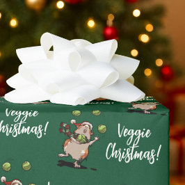 ヴィーガンクリスマス! かわいいモルモットのスプラウトジャグリング ラッピングペーパー