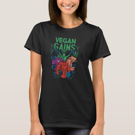 ヴィーガンゲインズジムとワークアウト Tシャツ (正面)