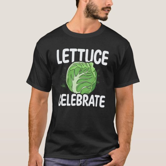 ヴィーガンフード 野菜 ベジタリアン レタスでお祝いしよう Tシャツ (正面)