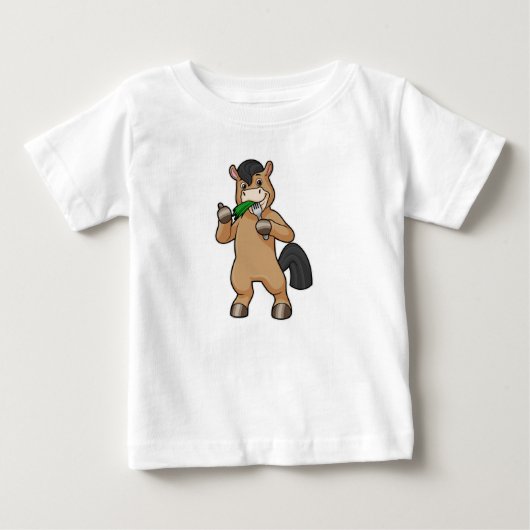 ヴィーガン食べてる馬 ベビーTシャツ (正面)