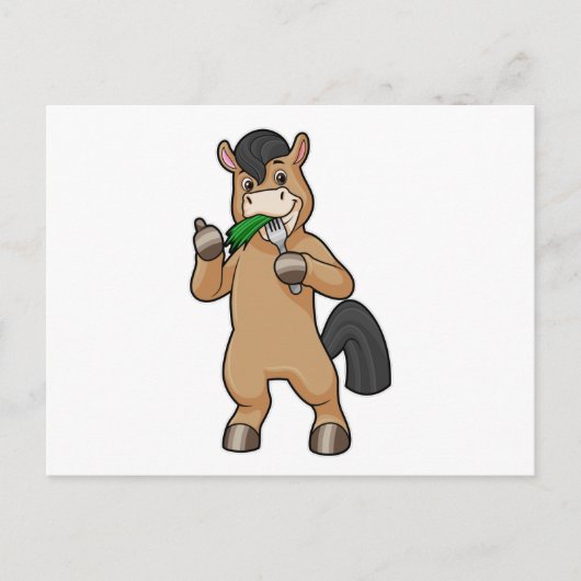 ヴィーガン食を楽しむ馬 ポストカード (正面)