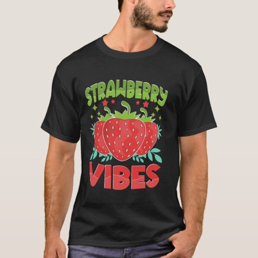 ヴィーガン イチゴ 果物 Tシャツ (正面)
