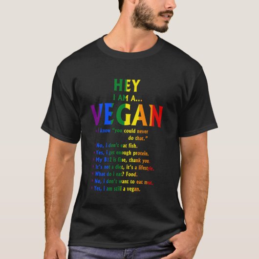 ヴィーガン ゲイ プライド LGBTQ ヘイ アイム ア ヴィーガン Tシャツ (正面)