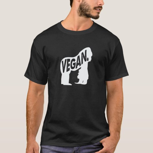 ヴィーガン ゴリラ パワー メッセージ 草食動物 イメージ Tシャツ (正面)