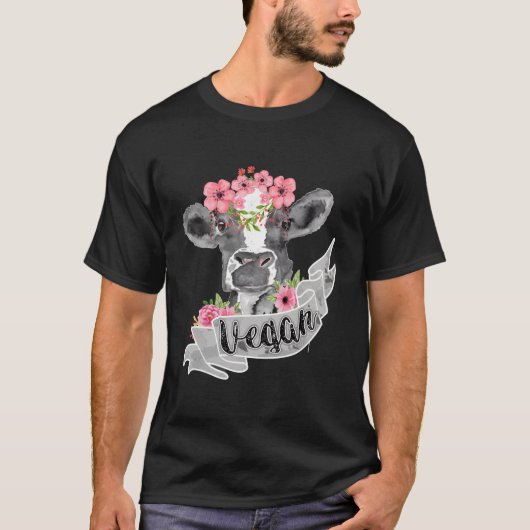 ヴィーガン・フラワー・ヘアバンド・カウ・ギフト Tシャツ (正面)