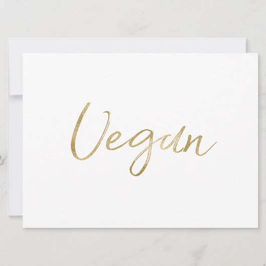 「ヴィーガン」フードサイン | おしゃれなゴールド手書き文字 招待状 (正面)