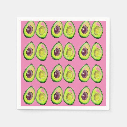 ヴィーガン フード愛好家の緑の アボカド テーマのナプキン スタンダードカクテルナプキン (正面)