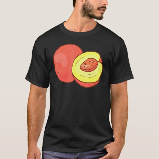 ヴィーガン ベジタリアン ピーチ柄 フード Tシャツ (正面)