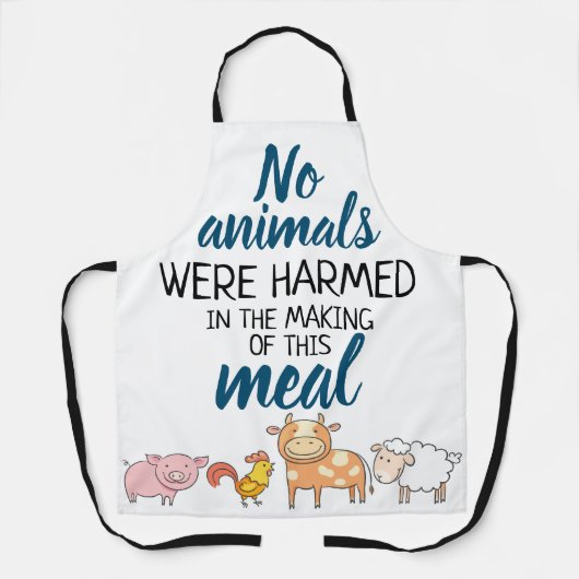 ヴィーガン 動物は傷つけられませんでした かわいいアニメ動物 エプロン (正面)
