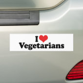 ヴィーガン+菜食主義者 を愛する バンパーステッカー (車上)