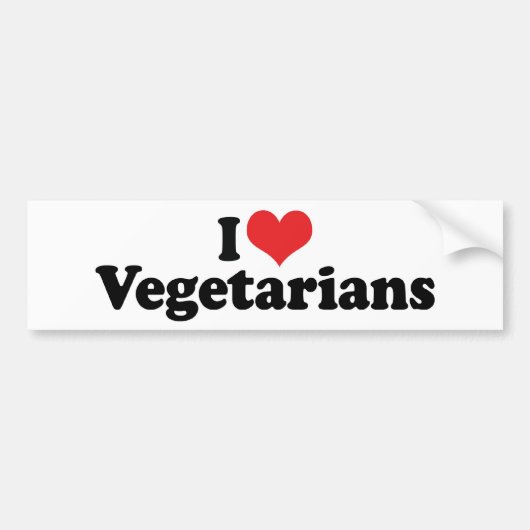 ヴィーガン+菜食主義者 を愛する バンパーステッカー (正面)