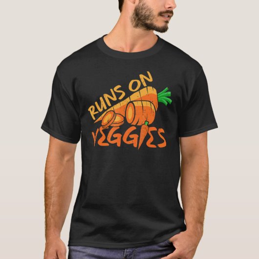 ヴィーガン+野菜+ニンジンで走る Tシャツ (正面)