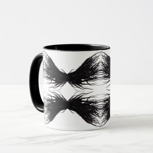 ヴィース 抽象的な黒い翼 アルコールインクアート マグカップ (正面左)