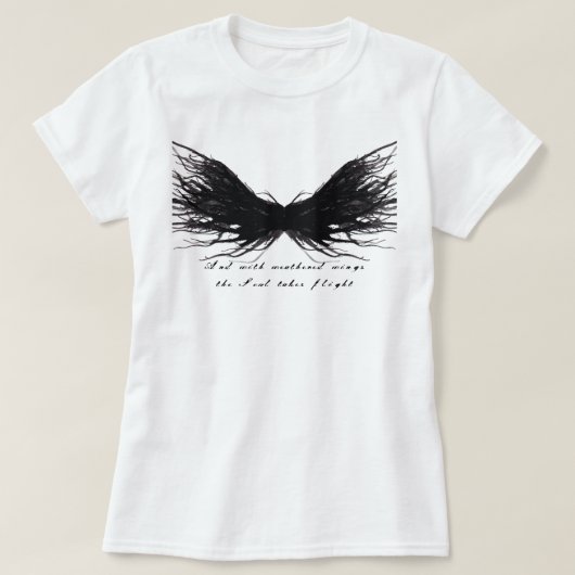 ヴィース 抽象 黒い翼 アルコールインクアート Tシャツ (デザイン正面)