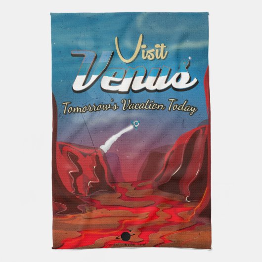 ヴィーナスを訪れろ ビンテージ ポスター キッチンタオル (縦)
