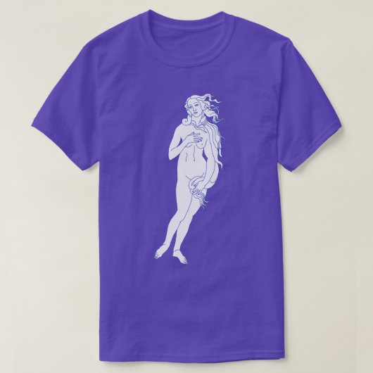 ヴィーナス誕生サンドロ・ボッティチェリ・ブルーラインアート Tシャツ (デザイン正面)