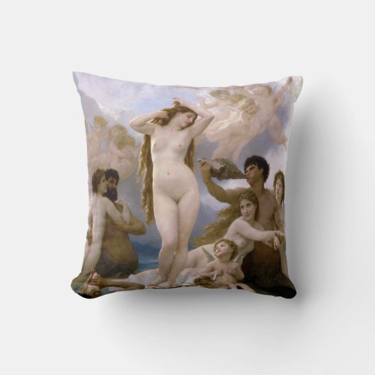 ヴィーナス誕生byウィリアム・アドルフィ・ブーゲロー クッション (正面)
