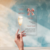 ヴィーノ前誓いピンクボウ澄んブライダルシャワー アクリル招待状