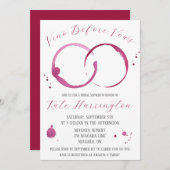 ヴィーノ前誓い、ワイン、ワインの汚れ、ブライダルシャワー 招待状 (正面/裏面)