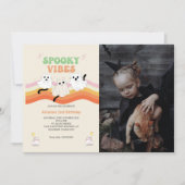 ヴィーブ不気味スレトロハロウィーン幽霊誕生日写真 招待状 (正面)