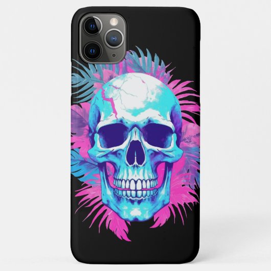 ヴェイパーウェーブ風フラワースカル Case-Mate iPhoneケース (裏面)