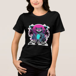 ヴェイパーウェーブ・アライグマ・レトロ80年代風 トライブレンドTシャツ