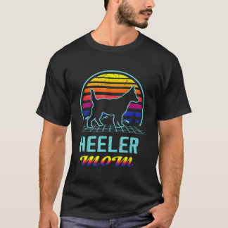 ヴェイパーウェーブ レッド ブルー ヒーラー 母 オーストラリアン キャトル ドッグ Tシャツ