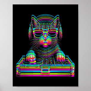 ヴェイパーウェーブ 猫 DJ テクノ レイブ EDM ミュージック コンサート パーティー ポスター