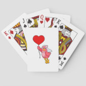 ヴェイルとハート風船をつけた花嫁としての鳥 トランプ (裏面)