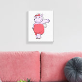 ヴェイルとリボンを付けた花嫁のヒポポタマス キャンバスプリント (インサイチュ (リビング))