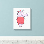 ヴェイルとリボンを付けた花嫁のヒポポタマス キャンバスプリント (インサイチュ (ウッドフロア))