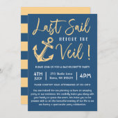 ヴェイルの前に出航しよう! 海の上の独身最後のパーティー 招待状 (正面/裏面)