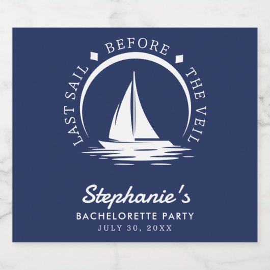 ヴェイルの前の最後の帆 青い独身最後の夜の会 スパークリングワインラベル (シングルラベル)