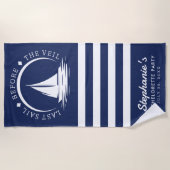 ヴェイルの前の最後の帆 青い独身最後の旅パーティー ビーチタオル (正面)